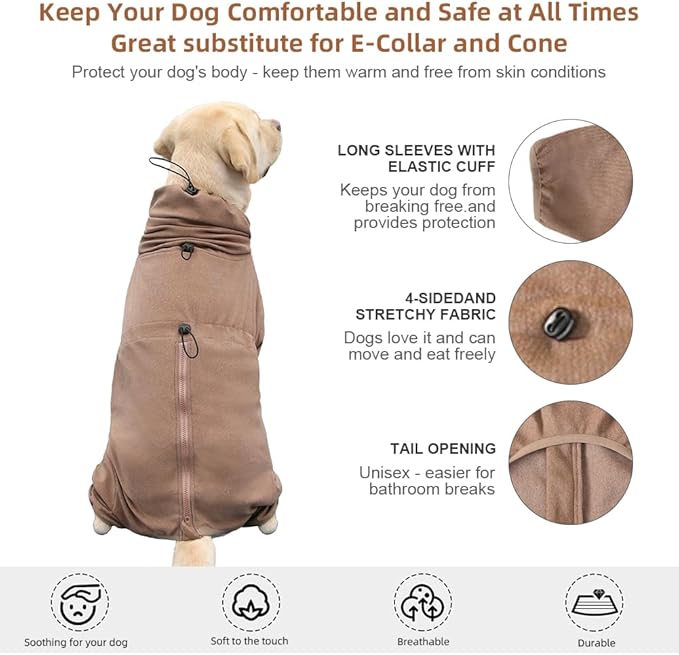 Dog Pajamas for Large Dogs,Extra Large Stretch, Suitable for Adult, Medium-Sized Dogs, Large Pet Jumpsuit Four-Legged Dog Clothes, Pet Clothing. (Coffee Color, 5XL)