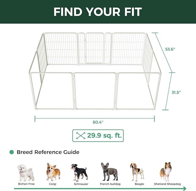 FXW Homeplus Unleashed Indoor Dog Playpen - Stress-Free and Safe Play, Heavy Duty 32 Inch 5 Acrylic Panels + 5 Wire Panels Dog Pen for Small and Medium Dogs, White│Patented
