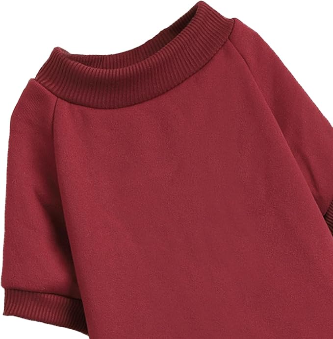 Puppy Sweater for Small Dogs Clothes Warm Winter Cat Clothe Pet Sweatshirt Knitwear Doggie Kitten Clothing, Wine, Large