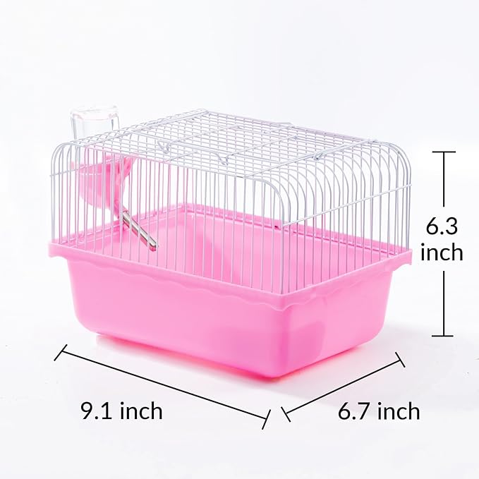 Small Hamster Cage, Hamster Travel Carrier, Travel Cage, Portable, Hand-held, Breathable, Easy to Clean Carry, for Short Trip, Visit to The Pet Clinic, for Small Size Hamsters, Pink