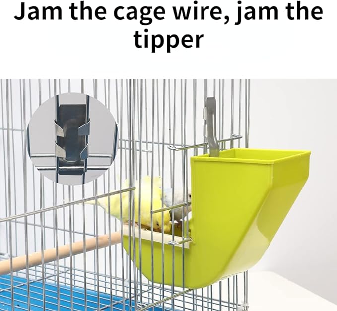 Bird Cage Feeder Tipping, Parrot Food Container Feeding Station Foraging Cage Accessories Suitable for Parrot Cockatoo Canary Lovebird