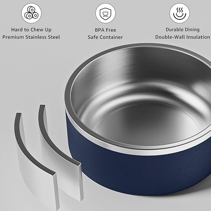 YINGFAN Dog Bowls Durable Non-Slip Stainless Steel Dog Bowls Heavy Duty Basic Bowl for Dogs (32 oz)