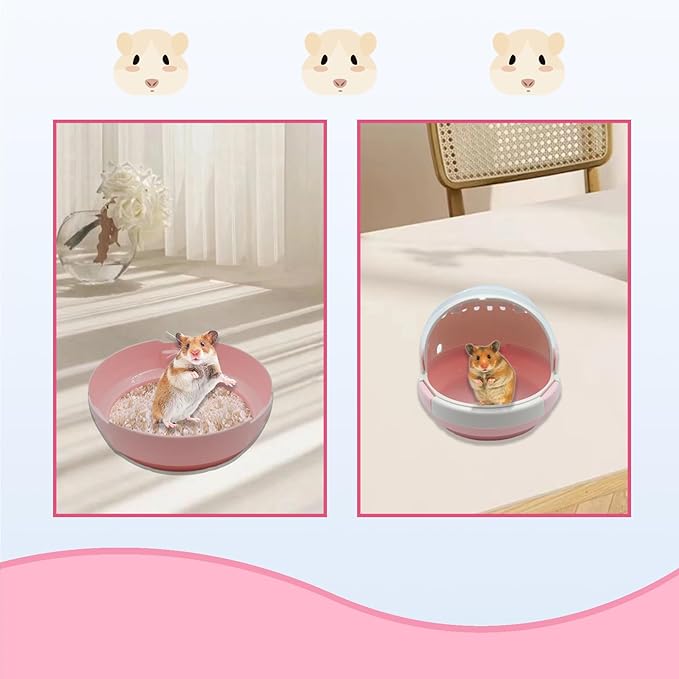 Hamster Carrier Cage Portable Cages Small Animals Carry Travel Case with Water Bottle Plastic Breathable Guinea Pig Outgoing Cage for Dwarf Hamster Ferret Chinchillas Hedgehog (Pink)
