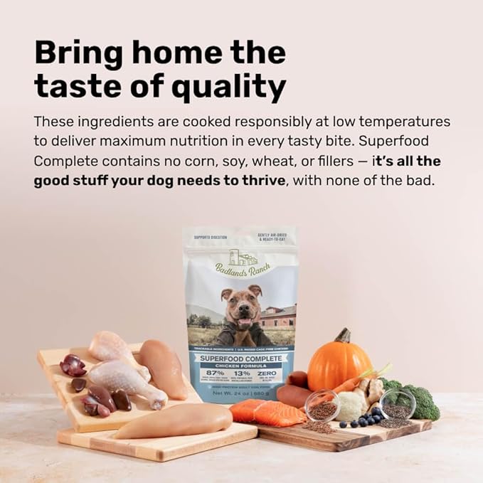 Superfood Complete, Air-Dried Adult Dog Food - High Protein, Zero Fillers, Superfood Nutrition by Katherine Heigl (11.5 oz., Premium Chicken)