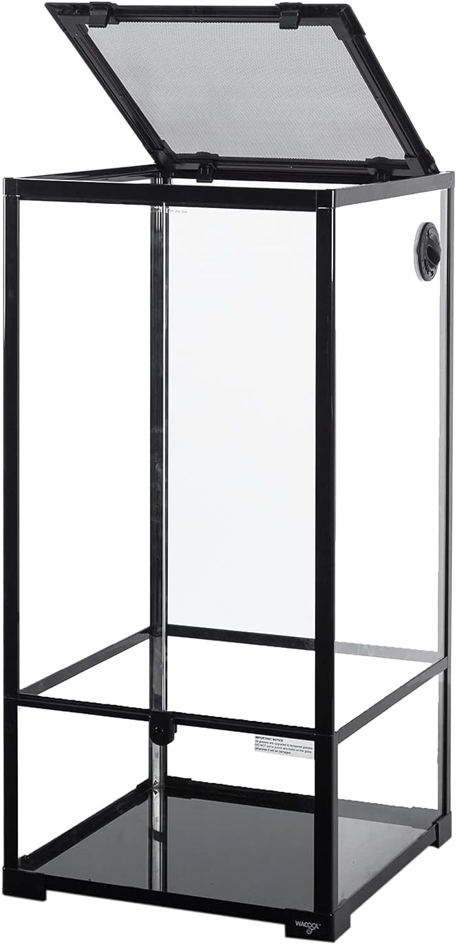 WACOOL 50 Gallon Reptile Tank, Front Opening Chameleon Cage 18" x 18"x 36", 3-in-1 Side Design (Glass or Mesh+Glass), Bio Deep Base 10" Vertical Reptile Cage for Frog Iguana