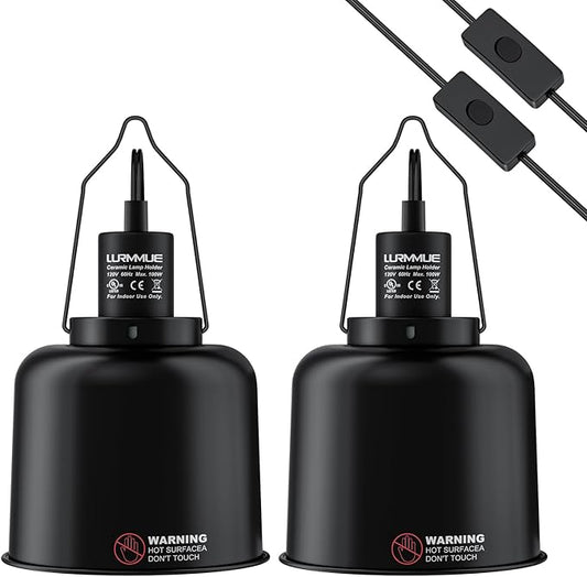 2 Pack 5.5" Deep Dome Reptile Heat Lamp Fixture with Clamp, ETL Certified Ceramic Socket for UVA/UVB Basking Bulbs & Heat Emitters, for Bearded Dragons, Turtles, Lizards, Snakes, Geckos, Terrariums