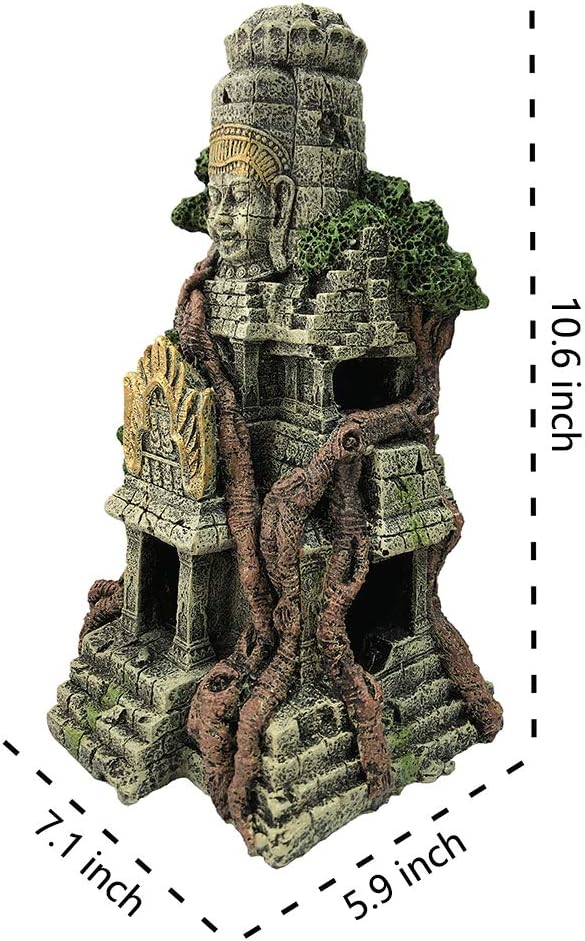 SLOCME Aquarium Large Angkor Wat Buddha Statue Temple Decorations - Angkor Buddha Decor Fish Tank Large Statue Ornament