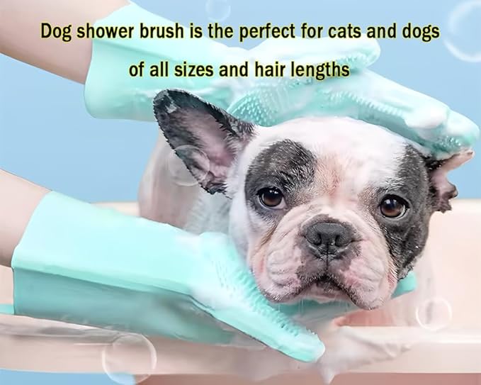 1 pairs Silicone Dishwashing & Pet Grooming Gloves - 2-in-1 Heat Resistant Gloves with High-Density Teeth, Enhanced Five Finger Design for Bathing, Cleaning Dishes, Cars, Dogs & Cats(Green)