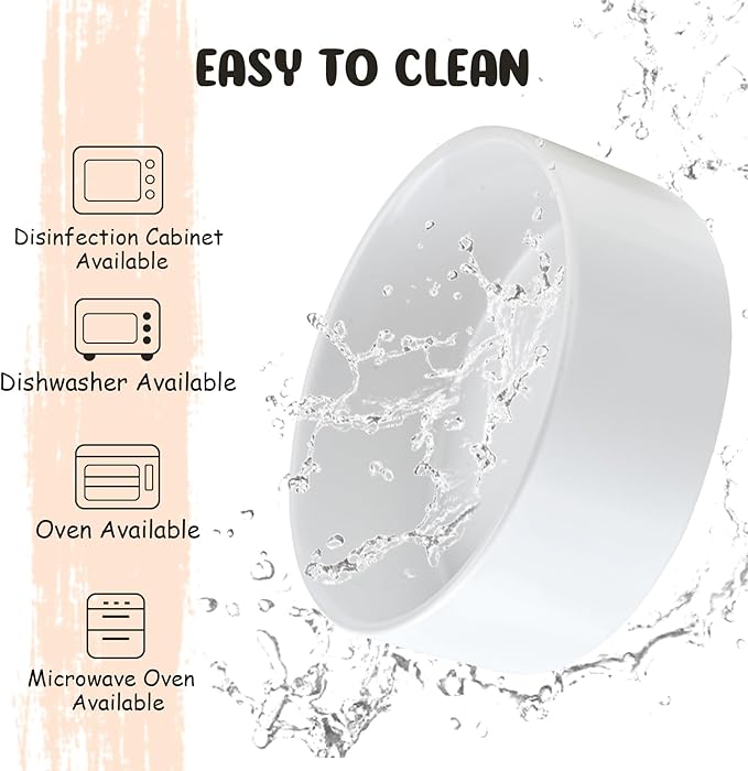 SPUNKYJUNKY 15° Slanted Ceramic Dog and Cat Bowl with Wooden Stand, Tilted Bulldog Food and Water Bowl No Slip Non-Spill for Cats Medium Dogs Big Face Pets 13.5 OZ (1.7 Cups, White × 2)