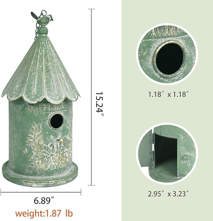 Metal Hanging Birdhouses for Outdoors Bird Houses for Outside Unique Bird Nest for Bluebird Wren Chickadee Sparrow Bird Nest Box for Garden Patio