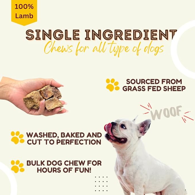 Woofley's -Crunchy Lamb Lung Cubes (10 LB) - Lung Treats for Dogs - Safe Jerky Dog Chews -Easily Digestible Dog Jerky Bully Sticks