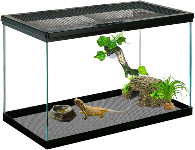 Bearded Dragon Tank Accessories, Reptile Terrarium Liner Substrate for Leopard Gecko, Snake, Lizard and Tortoise, Non-Adhesive Reptile Carpet Bedding for Reptile Tank, Grey