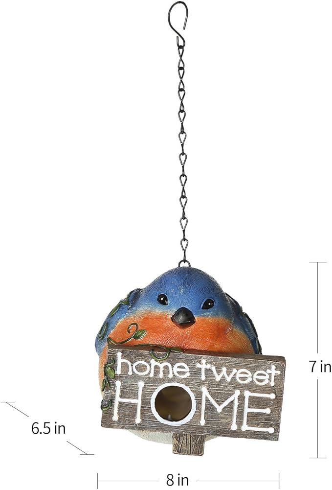Topadorn Bird Houses for Outside Hanging, Hanging Resin Garden Bird House Decoratvie Birdhouse