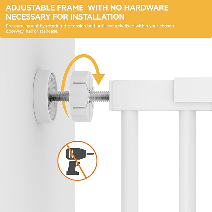 YITAHOME Extra Tall 55" High Metal Dog Gate with Cat Door, 29.5"- 43.3" Wide Auto Close Pet Gate Indoor for Stairs, Doorways, House, No Drilling Pressure Mount, Sturdy, White