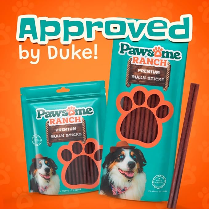 6-7" (1 lb - 454g) Bully Sticks for Dogs - Natural Single Ingredient Dog Treats for Small/Medium/Large Dogs - Long-Lasting Dog Chews - Promotes Dental Health - Premium Bully Sticks