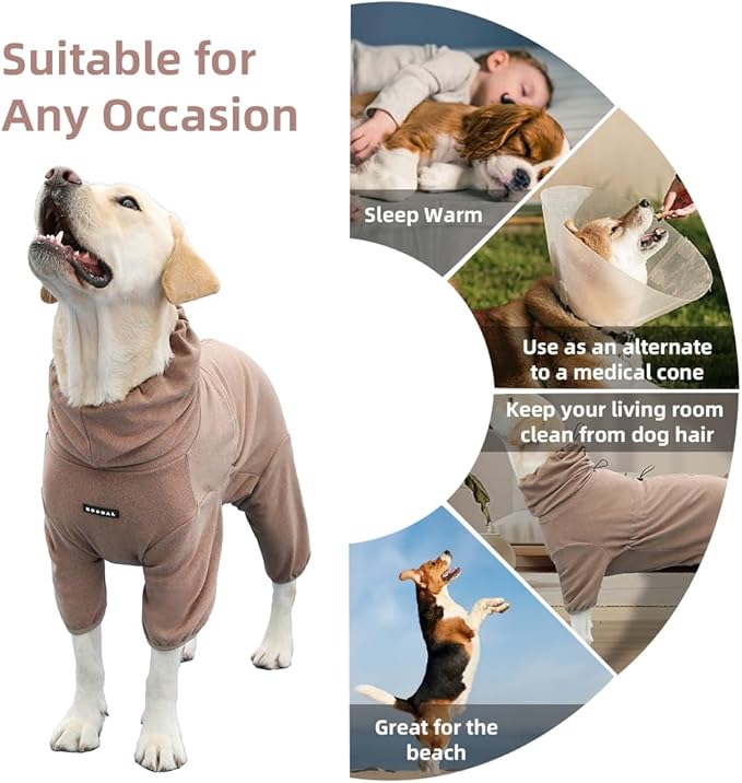 Dog Pajamas for Large Dogs,Extra Large Stretch, Suitable for Adult, Medium-Sized Dogs, Large Pet Jumpsuit Four-Legged Dog Clothes, Pet Clothing. (Coffee Color, 5XL)