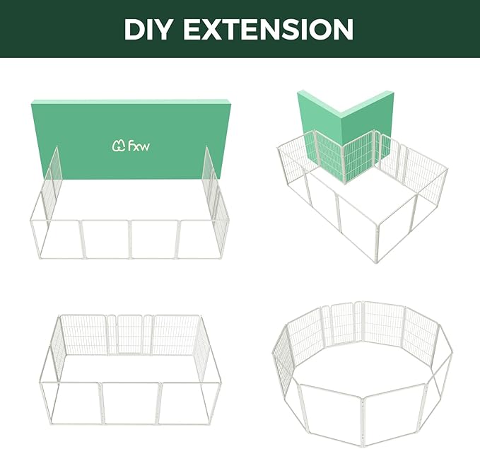 FXW Homeplus Unleashed Indoor Dog Playpen - Stress-Free and Safe Play, Heavy Duty 32 Inch 5 Acrylic Panels + 5 Wire Panels Dog Pen for Small and Medium Dogs, White│Patented