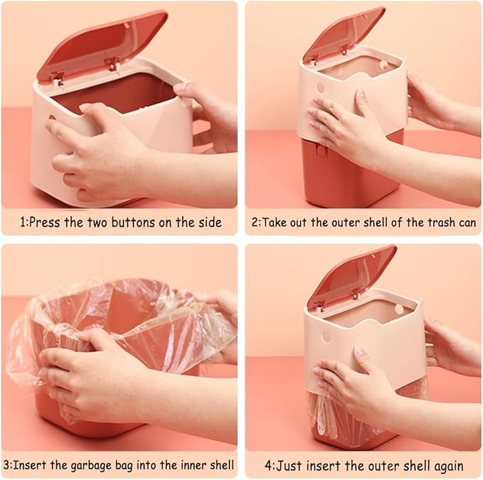 Mini Countertop Cat Litter Can with Press Type Lid, Includes 60 Refill Bags