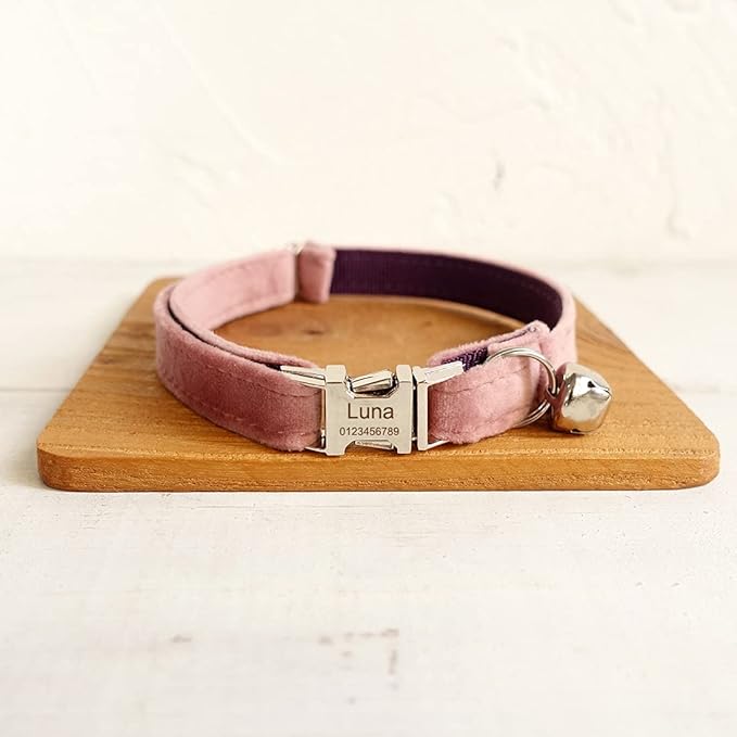 Cat Collar Personalized with Name Phone Number Engraved,Customized with Bell for Small Dogs Puppy Kitten