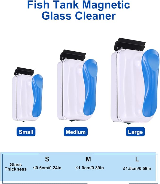 ELEBOX Aquarium Algae Scrapers, Magnetic Fish Tank Cleaner Brush, Algae Scraper for Glass Aquarium, Floating Algae Remover Scrubber Cleaner, Non-Slip Handle Double Sided Glass Cleaning Tool-S