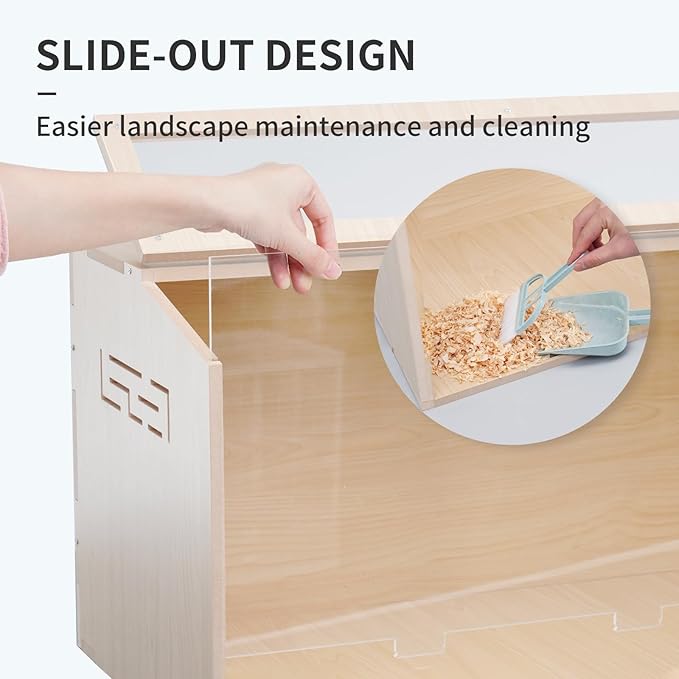 23.6 inch Wooden Hamster Cage, Large Habitat, Openable Top, Transparent Acrylic for Interior View, Ventilated, Easy to Clean, for Syrian Hamster, Dwarf Hamster, Gerbil, Other Small Pet Animals