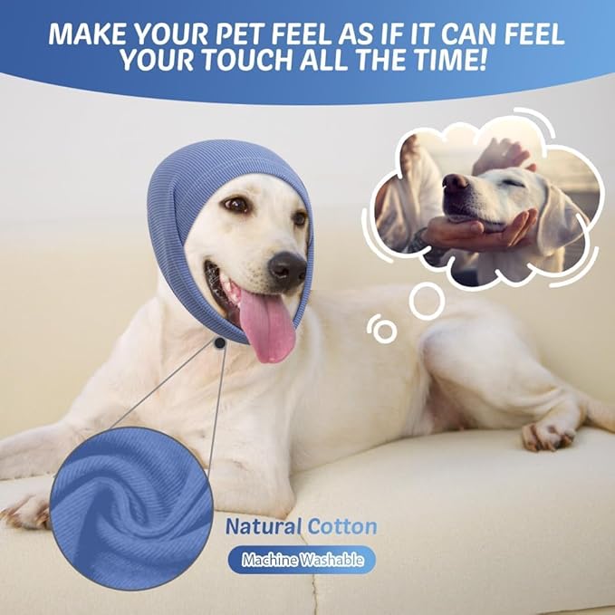 Dog Calming Hoodie Snood for Ear Care, Cat & Dog Ear Muffs (Blue, S)
