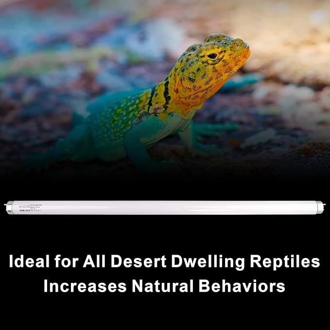 Aiicioo T8 UVB Reptile Light - 10.0 Reptile Fluorescent Light Bearded Dragon Desert UVB Bulb 24 inch 18 watt for Reptile Turtles Chameleon Tortoises Lizard