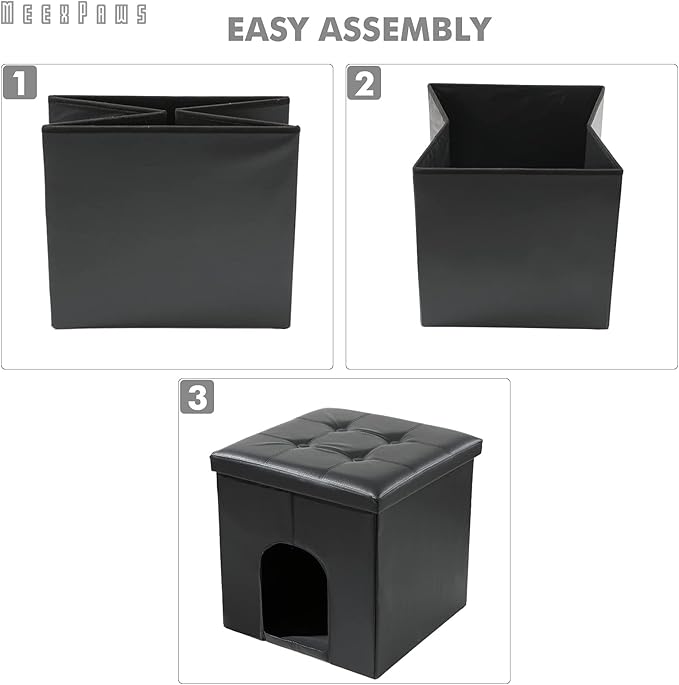 MEEXPAWS Cat Litter Box Enclosure Furniture Hidden, Cat Washroom Bench Storage Cabinet Small 19.7'' x 19.7'' x 19.7''| Dog Proof | Waterproof Inside | Easy Clean | Easy Assembly | Odor Control(Grey)