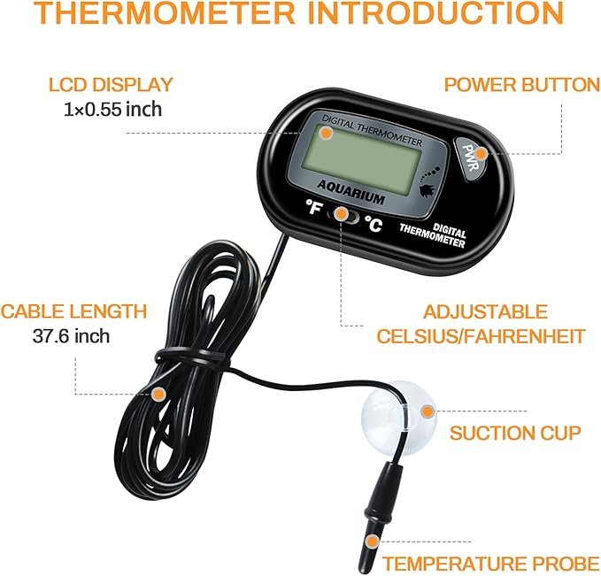 Simple Deluxe 100W Ceramic Heat Lamp Reptile Heat Emitter Heater Lamp Bulb No Light with Free Digital-Thermometer, for Pet Brooder Coop Chicken, Turtle Lizard Snake Aquarium Tank, White