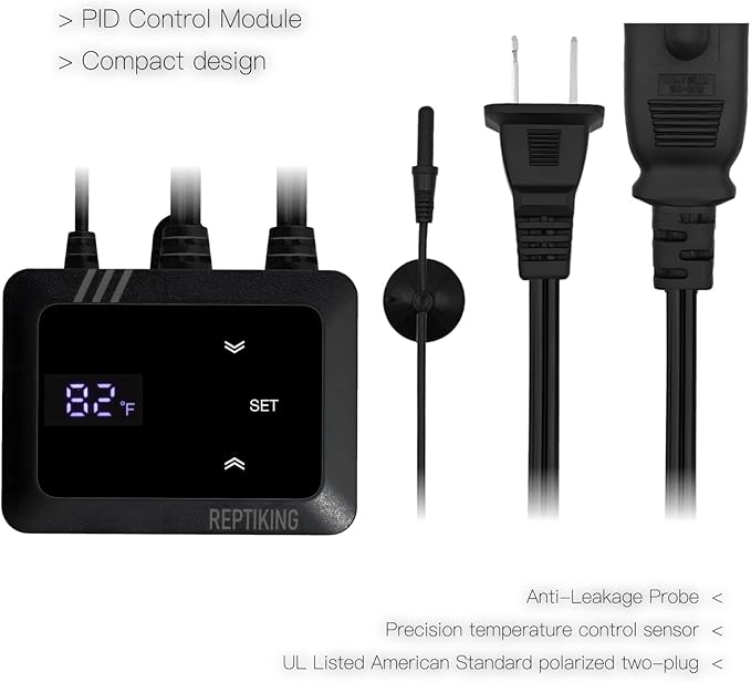 Reptile Dimming Thermostat, Heat Lamp Temperature Controller, Reptile Terrarium PID Digital Thermostat, Heating Controller for Basking Spot Heat Bulbs and Ceramic Heat Emitter