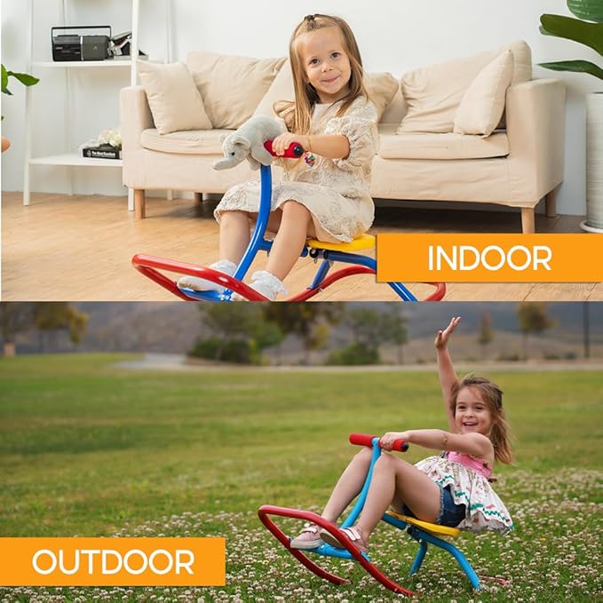 PLATPORTS Rocking Horse - Kids Rocking Horse Rocking Chair Seesaw- Safe Home Playground Backyard Equipment - Rocker Single Teeter Totter for Youth Junior Kids