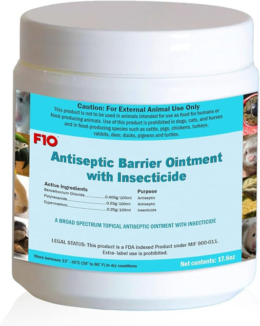 F10 Antiseptic Barrier Ointment for Reptiles, Birds, Small Animals & Exotic Animals, Natural Wound Healing Ointment for Pet, Relieves Pain & Prevents Infection - 500g
