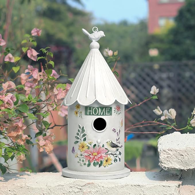 Metal Hanging Birdhouses for Outdoors Bird Houses for Outside Unique Bird Nest for Bluebird Wren Chickadee Sparrow Bird Nest Box for Garden Patio