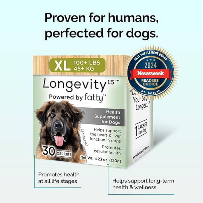 Longevity15 – C15:0 – Fatty Acid Health Supplement for Dogs – Healthy Pet Supplies – for Extra Small Dogs, 1 Pack