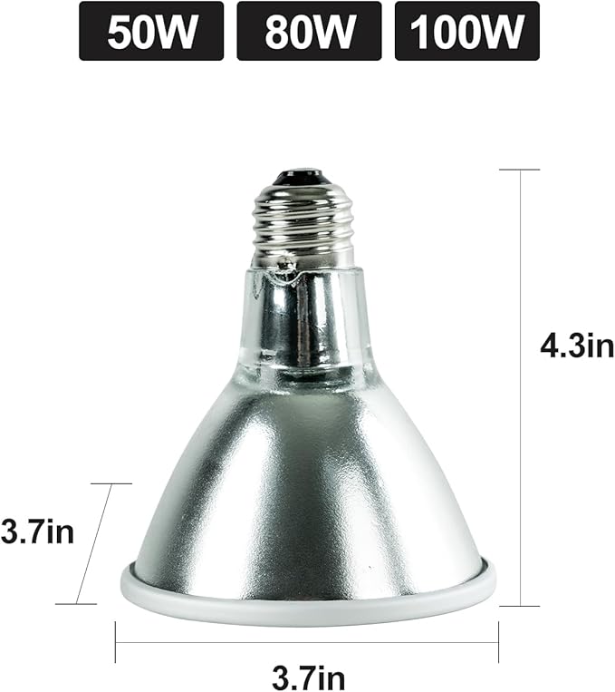REPTI ZOO Reptile Basking Heat Lamp Bulb, 100W Splashproof Energy Saving Deep Heater Non-Luminous Carbon Infrared Heat Bulb for Reptile Amphibians