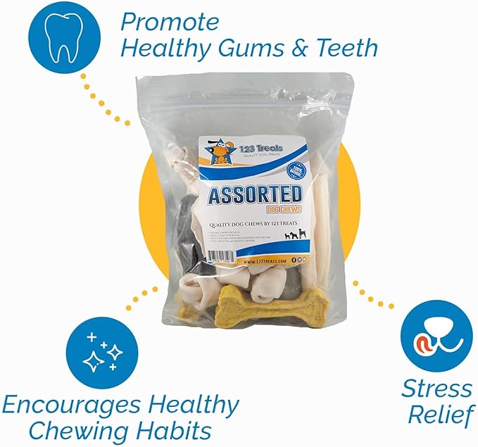 Assorted Natural Dog Chews - Lamb, Beef, Pork & Chicken Jerky Mixed Dog Treats, Digestible Gluten Free Chews, Long Lasting, All Breeds Variety Pack | 4 lb