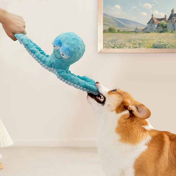 Octopus Dog Toys - Large Squeaky, Tug of War, Interactive Plush Toys for Small, Medium Puppies - Training Aid, Boredom Reducer