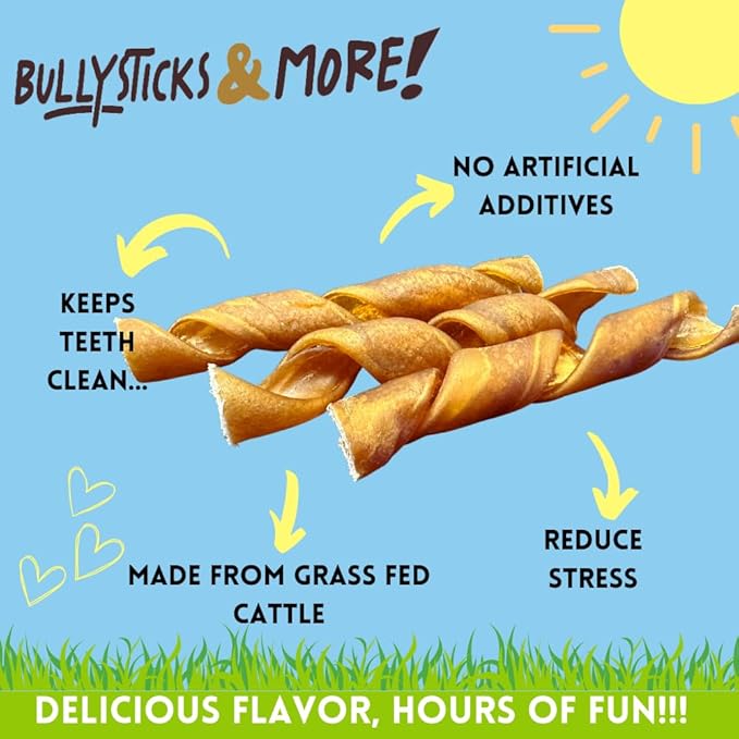 BULLYSTICKS & MORE 6 Inch Beef Collagen Springs for Dogs (10 Count) - No Hide Bones - Bully Springs Dog Chews