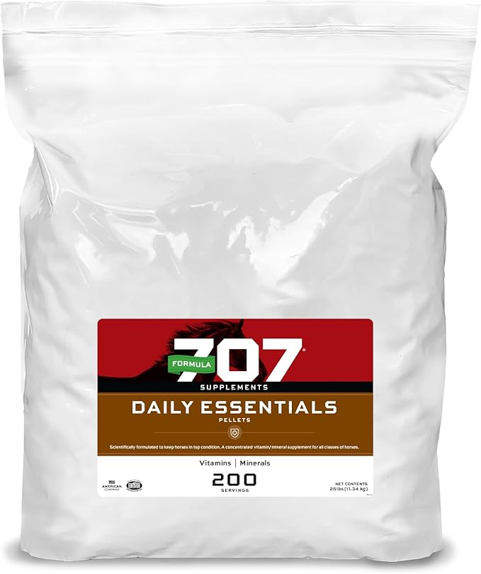Formula 707 Daily Essentials Equine Supplement, 25lb Refill Bag – Complete Vitamins and Minerals for Superior Health and Condition in Horses