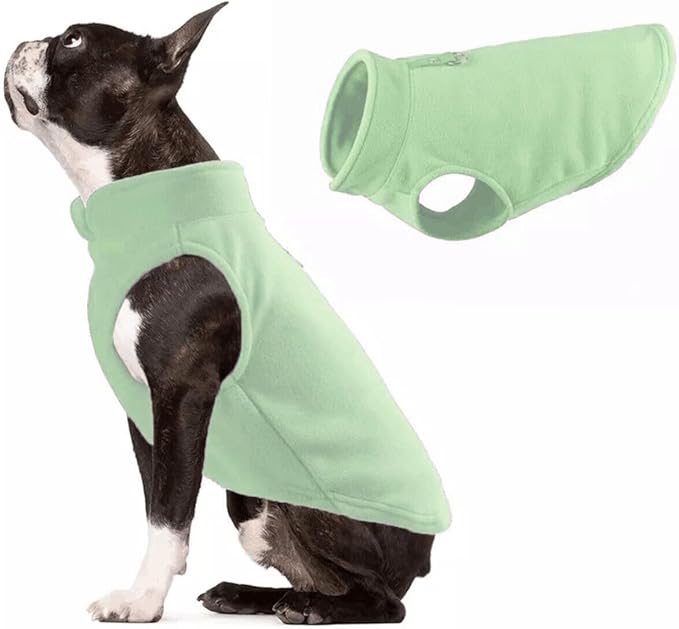 JACKO & CO - Fleece Vest Sweater with Leash Ring - Soft Lightweight Breathable for Puppies Small Medium Dogs, Kitten, Cats, Chihuahua - Warm for Fall/Autumn/Winter (Mint Green, X-Large 17-25lbs)