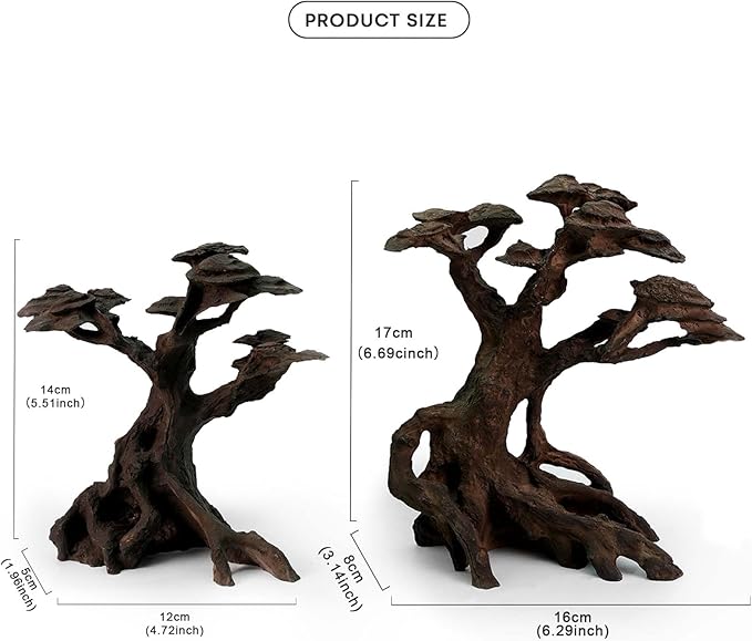 FZONE Resin Aquarium Driftwood, Aquarium Tree Decoration for Nano Aquascaping and Hardscape