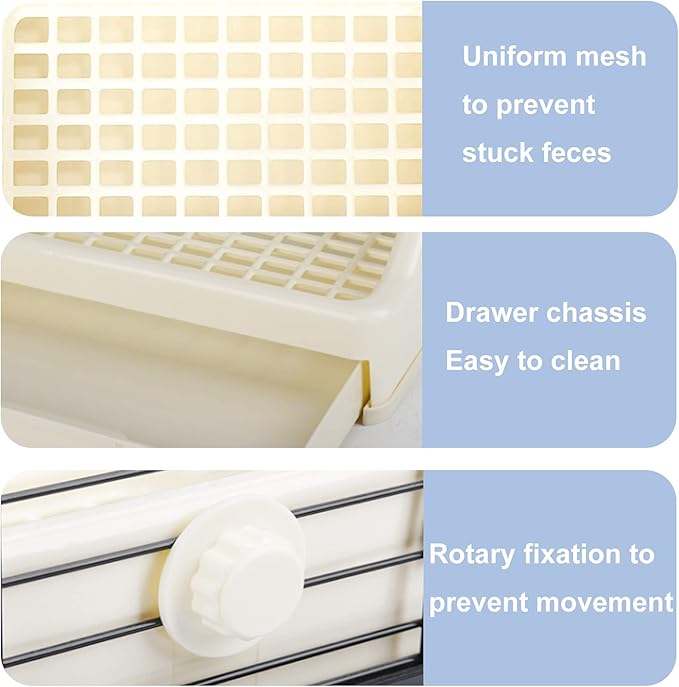 kathson Rabbit Litter Box Trainer Small Animal Potty Corner Toilet with Drawer Pet Cage Pan Litter Bedding Box for Adult Guinea Pig Hamster Bunny Ferret Galesaur Mouse Squirrel (White)