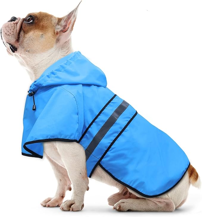 Candofly Dog Raincoat Hooded Poncho - Adjustable Waterproof Dog Rain Jacket Lightweight Reflective Dog Rain Coat Pet Slicker for Small Medium Large Dogs (X-Large, Sky Blue)