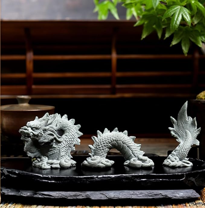 livelyfish Aquarium Dragon Statue Sandstone Ornaments Asian Fish Tank Decor for Freshwater Saltwater Tank Landscape Garden Decorations