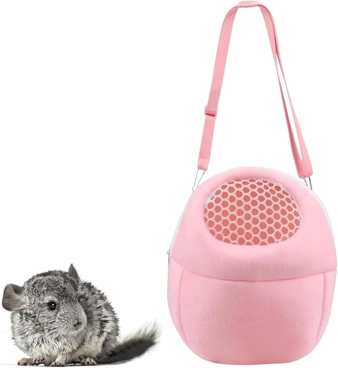Pet Carrier Backpack for Small Animals, Travel Handbag for Cat, Puppy, Guinea Pig, Hedgehog, Hamster (Pink, M)