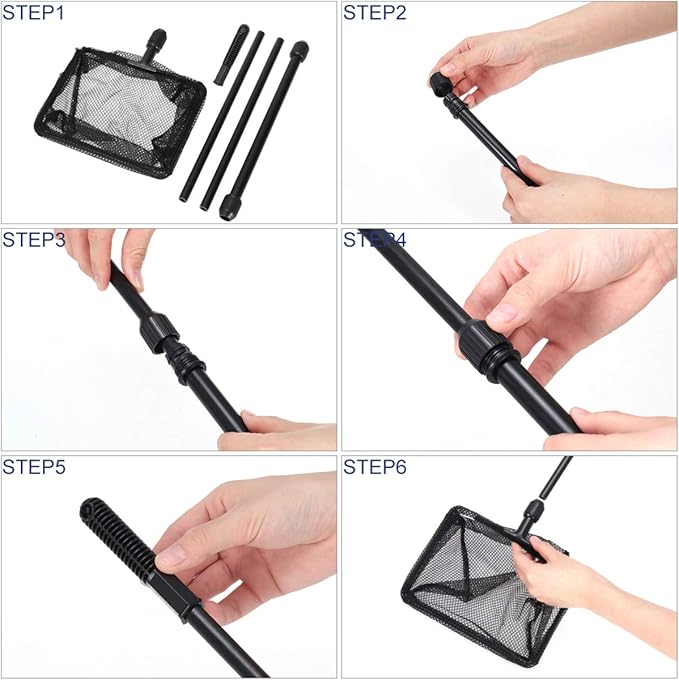 POPETPOP Fish Net for Fish Tank : Aquarium Net Tank Net with Extendable 25.1-34. 6 inch Long Handle Aquarium Net for Pond Pool