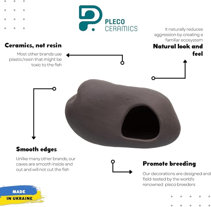 Plecoceramics Cichlid Stone Decoration - Aquarium cave for Cichlids, Betta, Small Fish - Fish Tank Hideway Decor - Betta Toys Hideout Stones House (Stone Small)