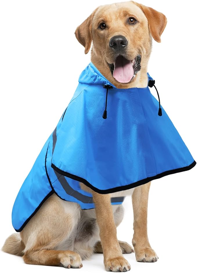 Candofly Dog Raincoat Hooded Poncho - Adjustable Waterproof Dog Rain Jacket Lightweight Reflective Dog Rain Coat Pet Slicker for Small Medium Large Dogs (X-Large, Sky Blue)