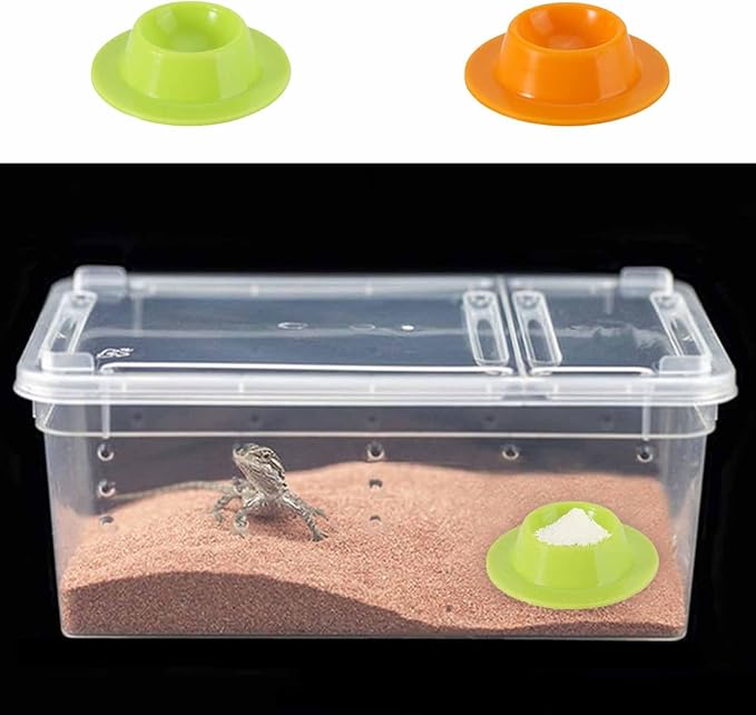 2 Pack Gecko Calcium Dish - Food and Water Bowl for Leopard Geckos, Small Reptiles