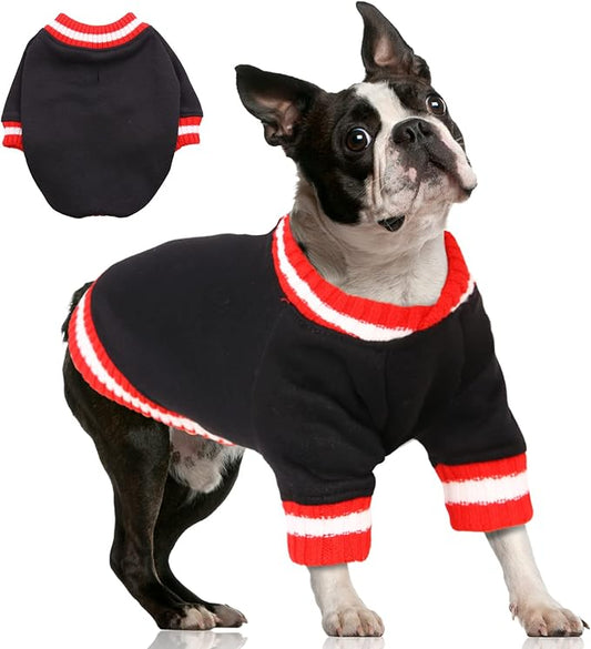 FUAMEY Dog Pullover Sweatshirt,Dog Winter Sweaters Warm Dog Clothes Dog Vest Thick Puppy Pullover Soft Pet Fleece Sweater Cute Doggie Boy Girl Outfit for Small Medium Dogs Black M